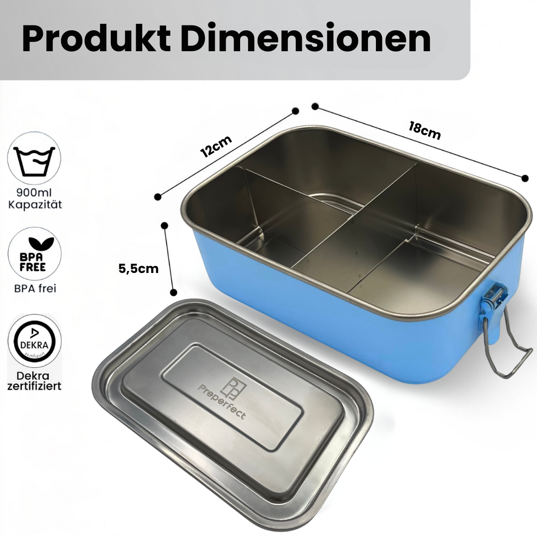 Premium Edelstahl Brotdose Blau