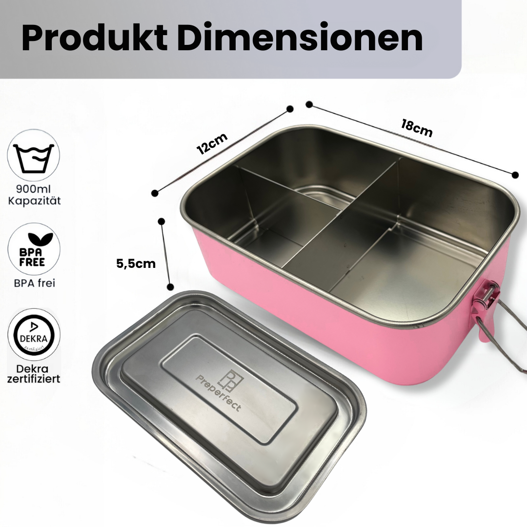 Premium Edelstahl Brotdose Rosa